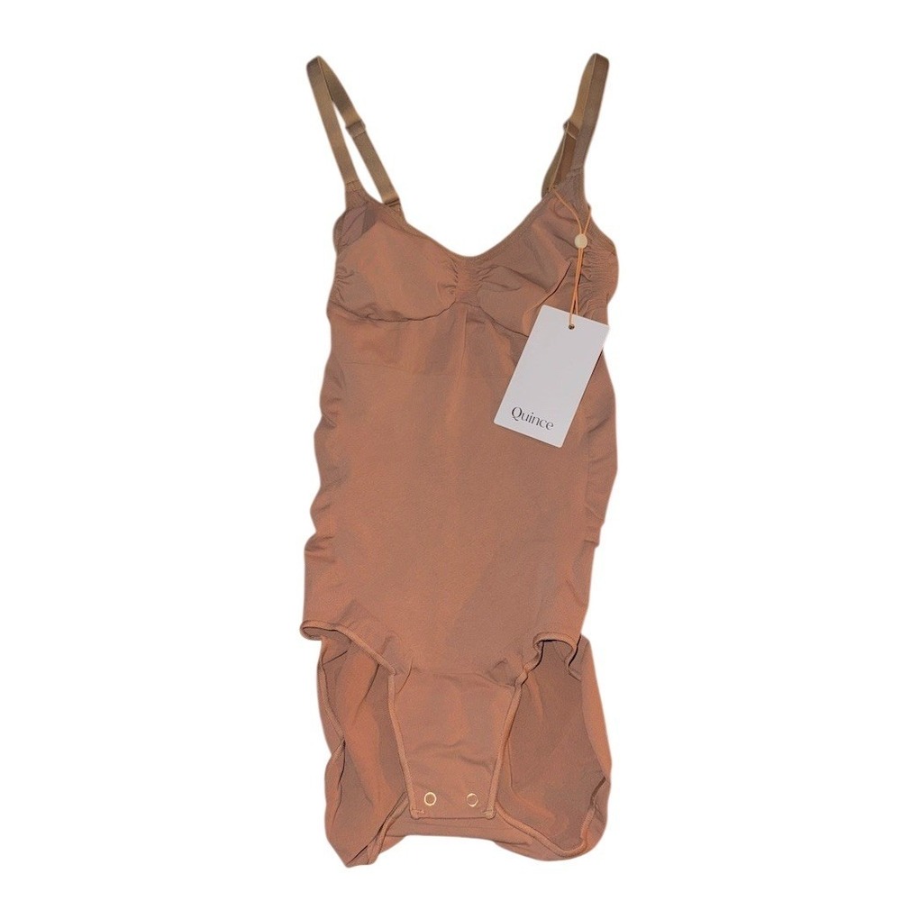 Quince Shapewear Bodysuit Womens Size L Sienna Brown Seamless Sculpt Brief thigh